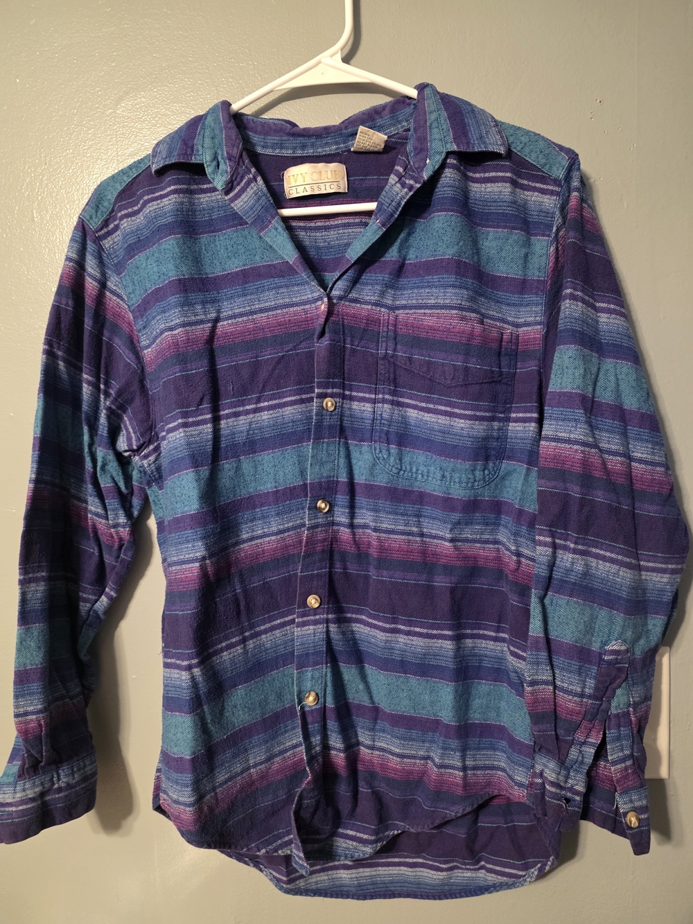Women's Striped Button-Down Shirt in Blue & Purple